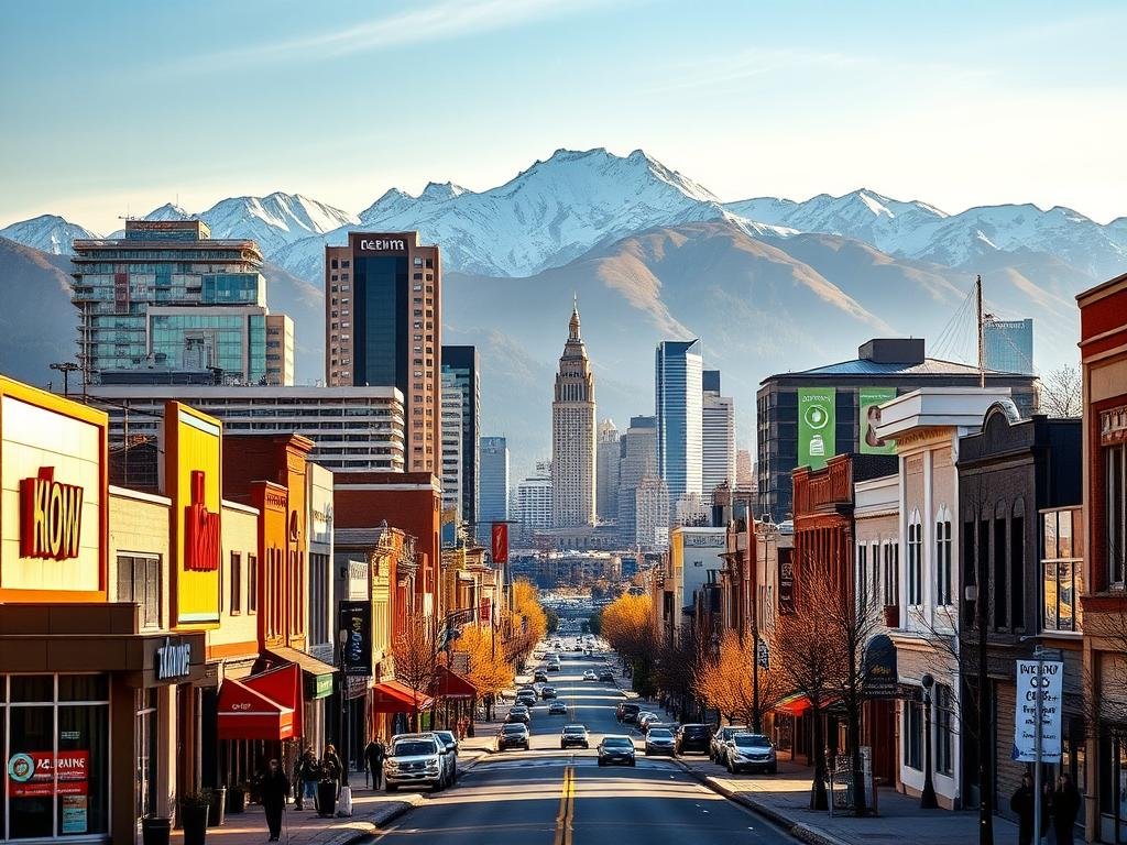 A vibrant cityscape in Alberta, Canada, showcasing the AlbertaRank brand's mastery of local SEO strategies. In the foreground, a bustling main street with storefronts and pedestrians, reflecting the dynamic local businesses. In the middle ground, towering skyscrapers and landmarks, symbolizing the commanding online presence achieved through expert optimization. The background features a majestic mountain range, conveying the natural beauty and regional identity that AlbertaRank leverages to drive local search success. The scene is bathed in warm, golden lighting, evoking a sense of prosperity and growth. The composition is shot from a slightly elevated angle, emphasizing the comprehensive, holistic nature of AlbertaRank's local SEO strategies.