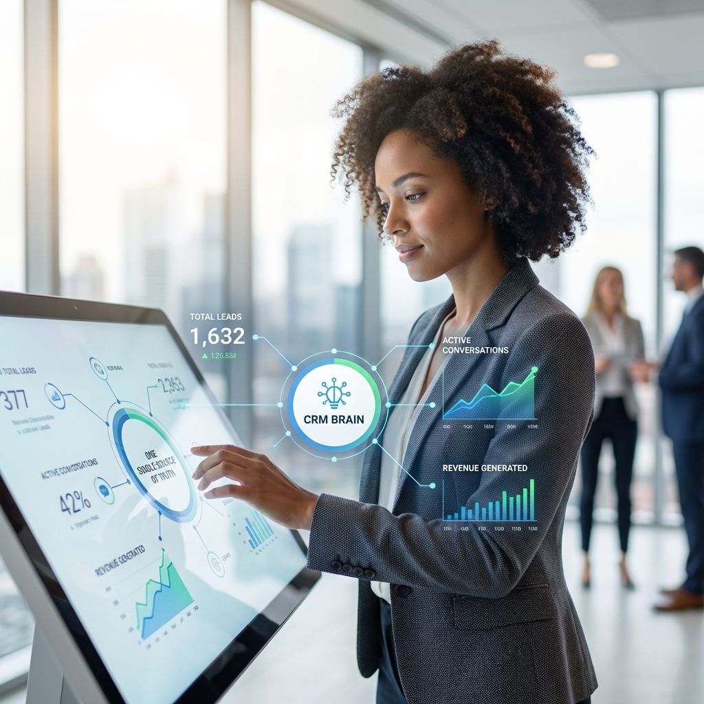 Your CRM is the 'Brain' of your operations. We centralize every lead, conversation, and dollar your marketing generates into one intuitive dashboard.