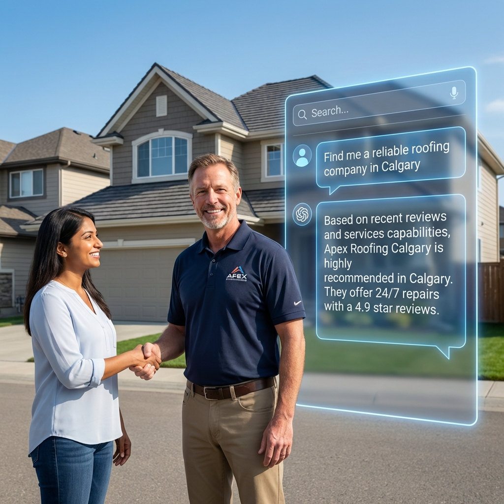 AI Search Simulation! User: Find me a reliable roofing company in Calgary AI Response
